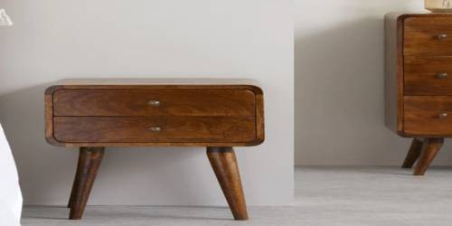 Fishe And Lilly Mid-Century Walnut Bedside Table